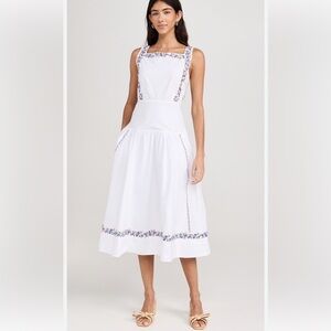 BANJANAN IVORY FLAME RASIA WHITE COTTON EMBROIDERED FLORAL SUNDRESS XS